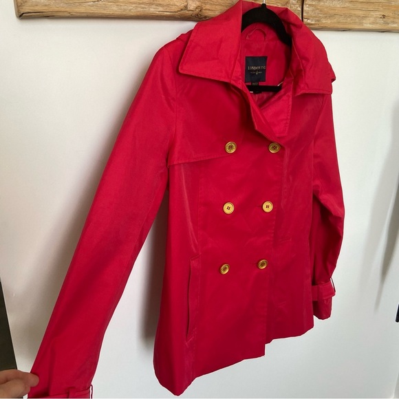 London Fog Red Short Trench Coat - Picture 2 of 16